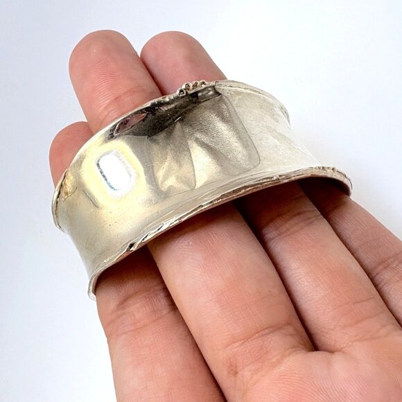 VTG Sterling Silver 925 Silpada Raised Rolled Edge Wide Cuff Bracelet Size L - Picture 7 of 11